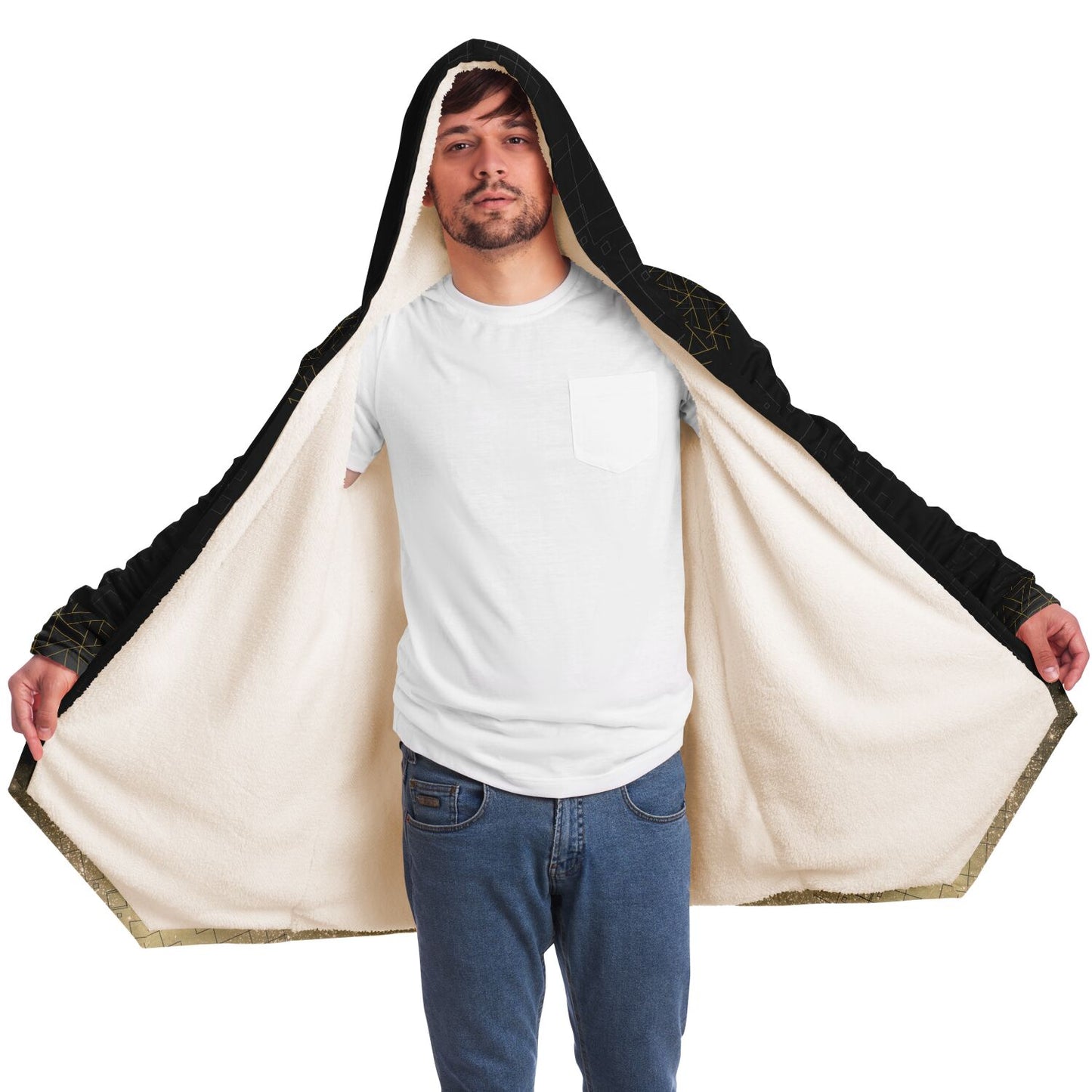 Lightning Black Neon - Microfleece Cloak - AOP