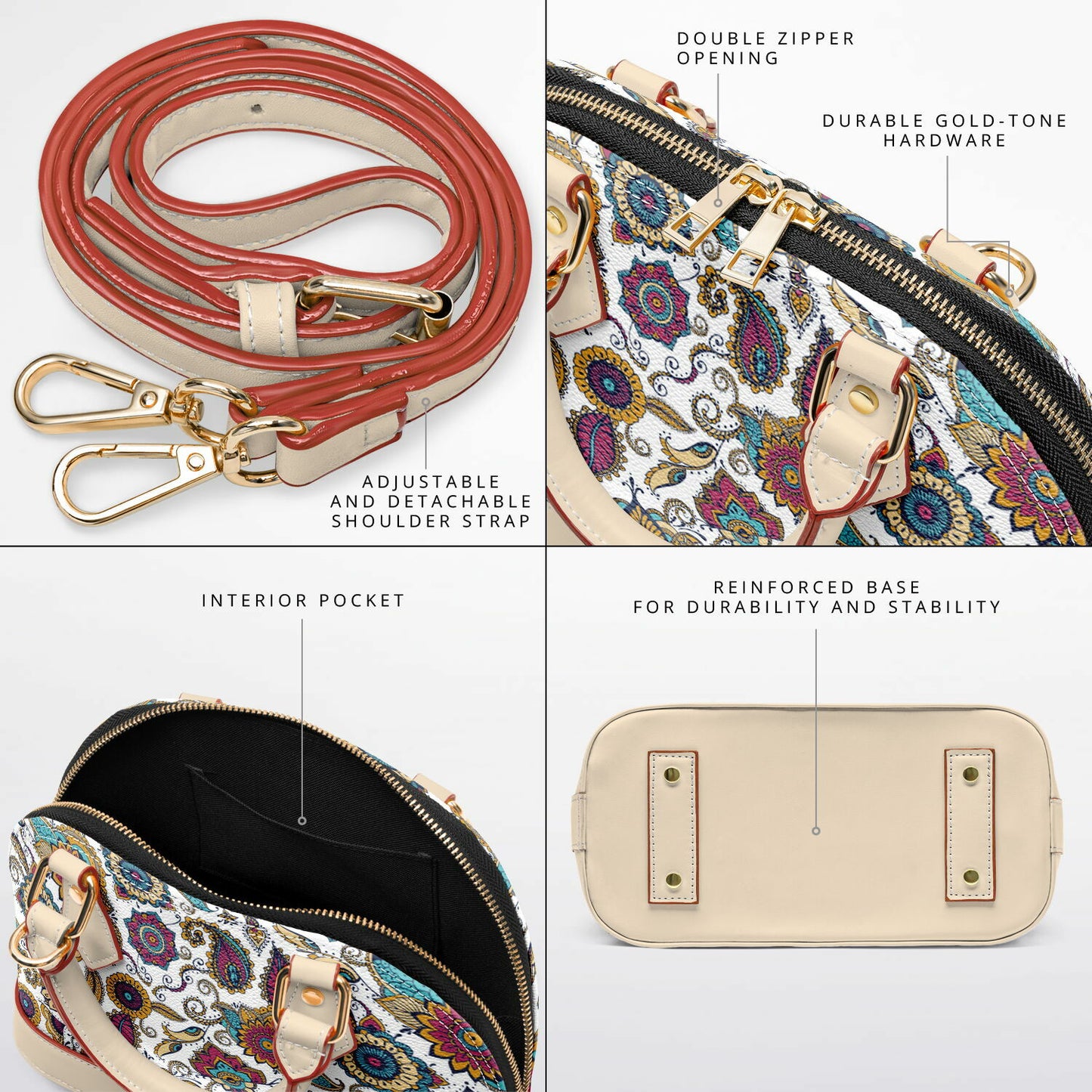 2026 - Paisely Dome Satchel Handbag - AOP