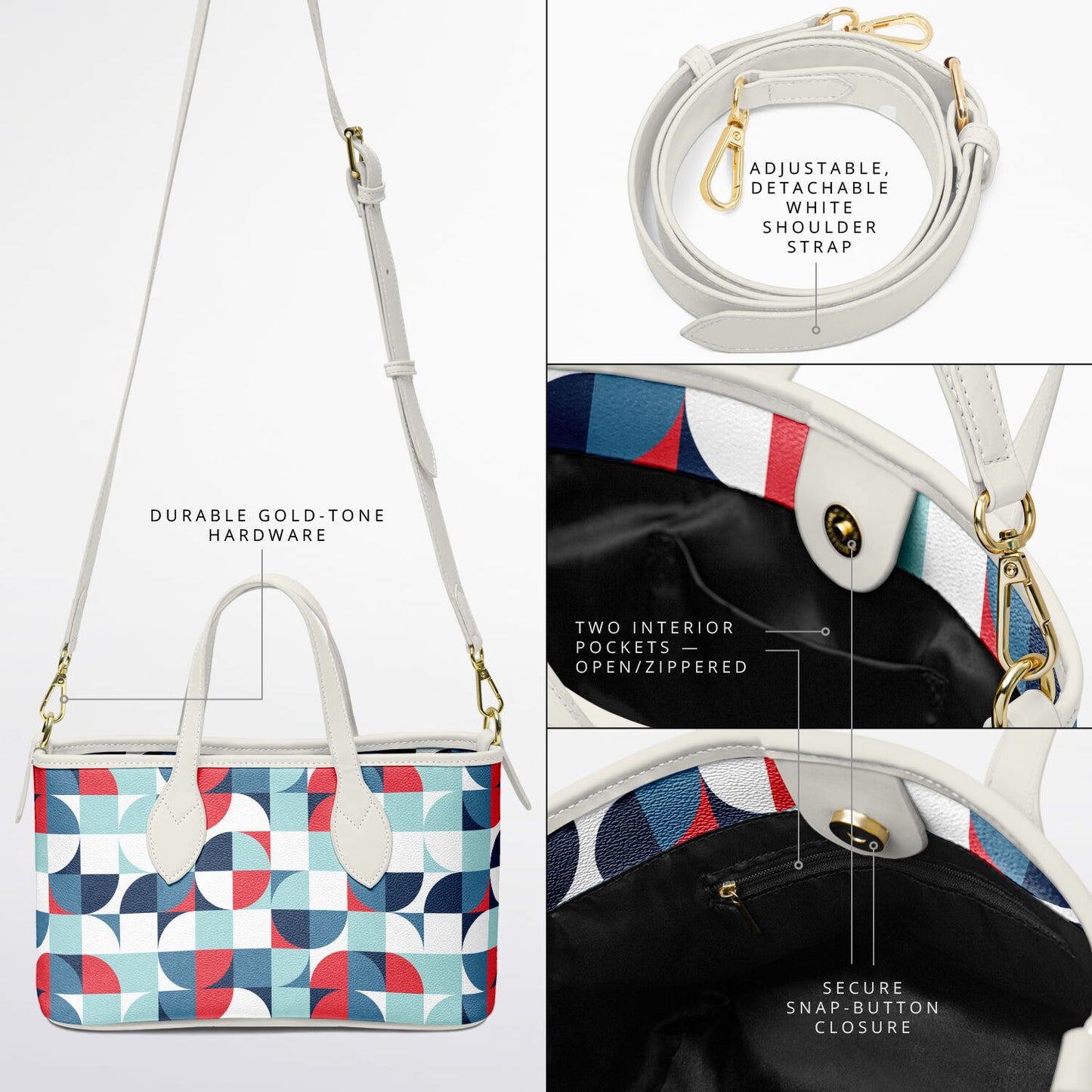 2026 - Geometric shapes Leather Tote Bag