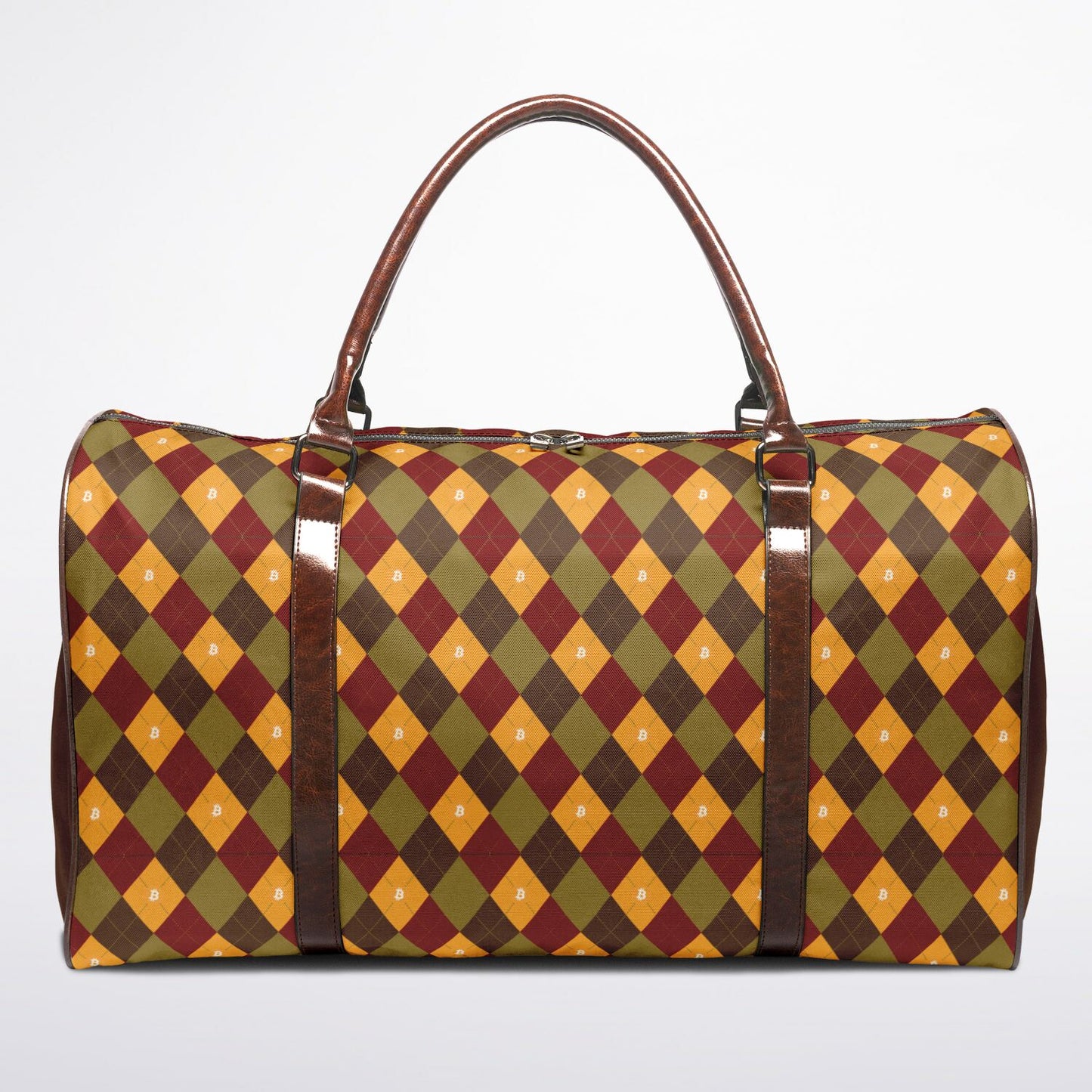 2026 - Bitcoin Argyle Forest Voyager Duffel Bag - AOP