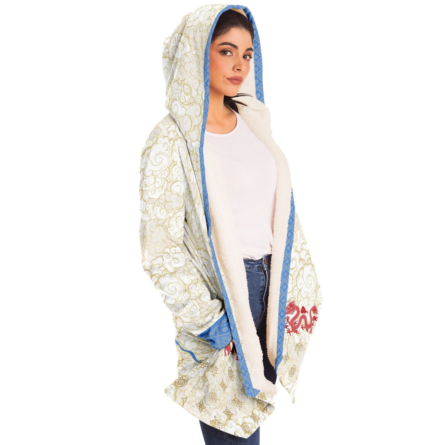 Bitcoin White Gold Dragon - Microfleece Cloak