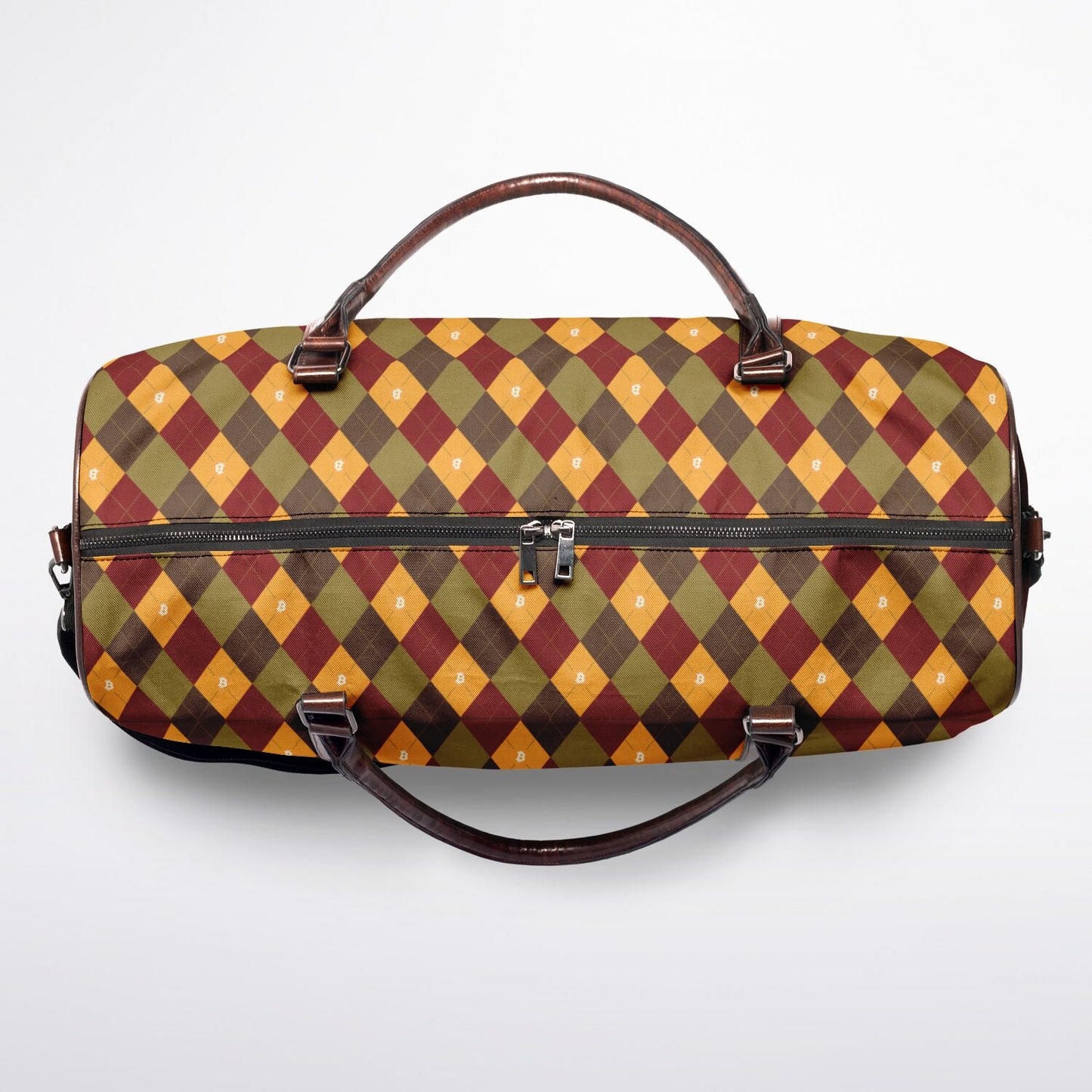 2026 - Bitcoin Argyle Forest Voyager Duffel Bag - AOP