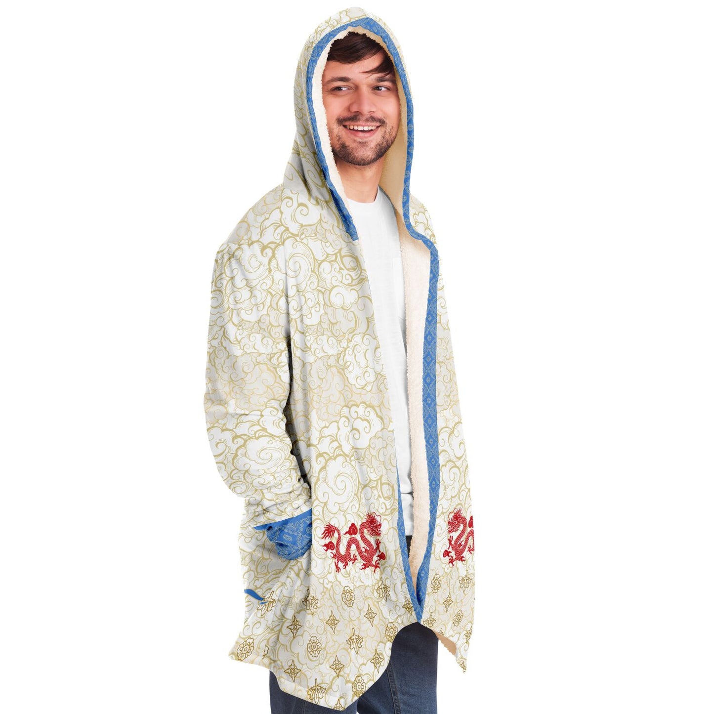 Bitcoin White Gold Dragon - Microfleece Cloak