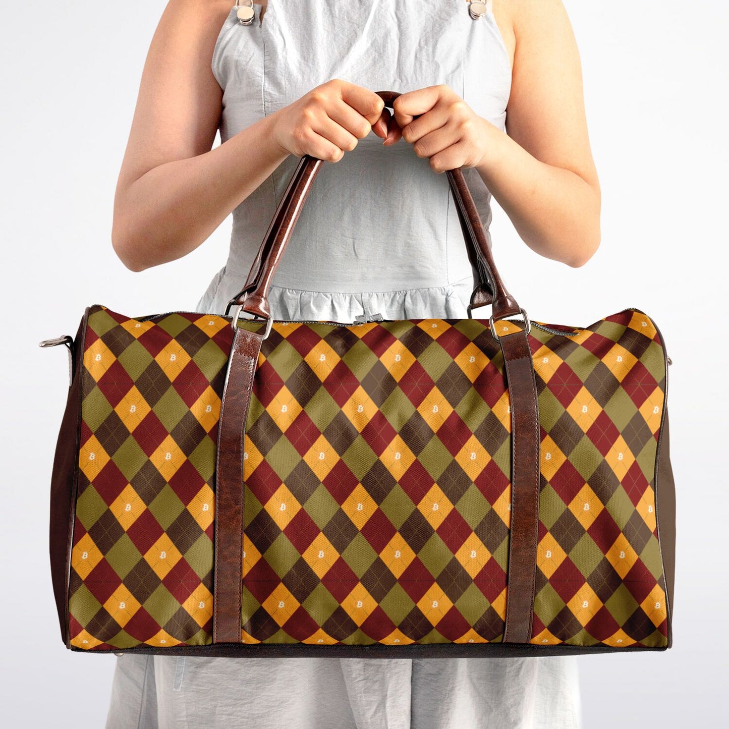 2026 - Bitcoin Argyle Forest Voyager Duffel Bag - AOP