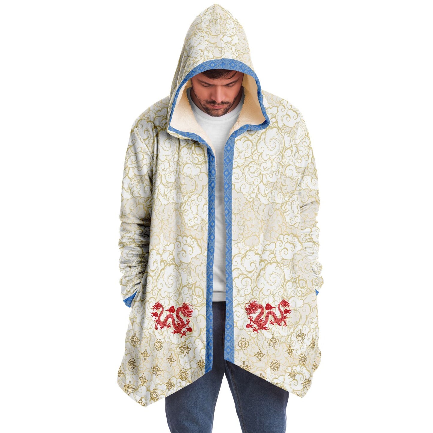 Bitcoin White Gold Dragon - Microfleece Cloak